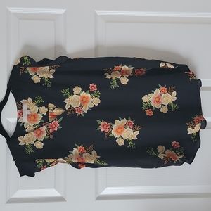 Loft Sleeveless Ruffle Floral Blouse Size Medium